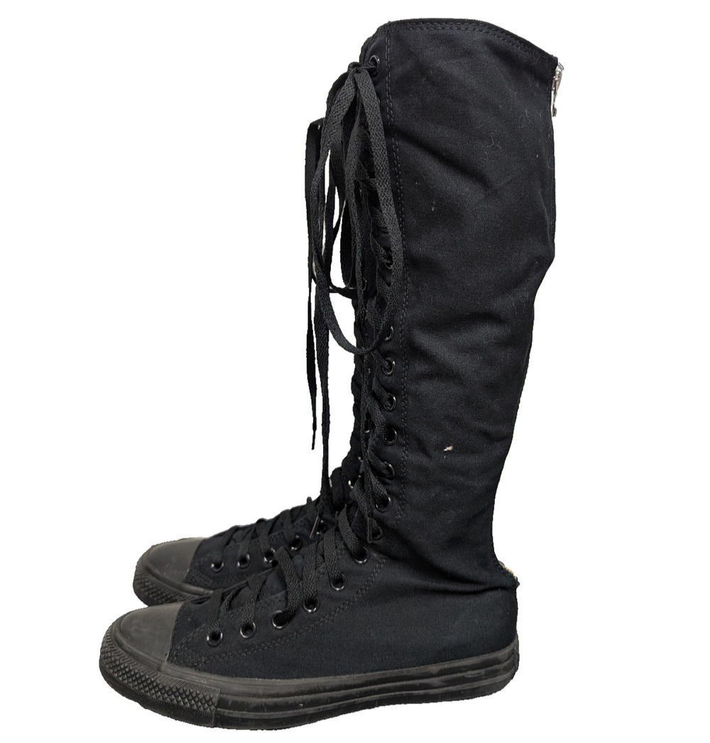 Converse XX Hi Sneakers Womens 9.5 All Black Knee High Zip Y2K Goth Punk Grunge